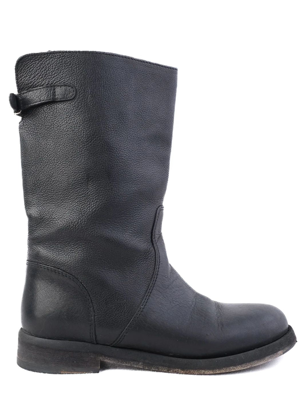 Excellent Dolce Gabbana Black Leather Mid-Calf Boots Size 36