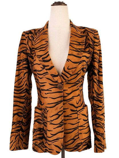 Excellent Moschino Blazer Tiger Stripe Viscose Long Sleeve
