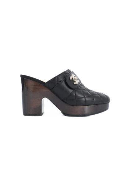 Excellent Chanel Black Leather High-Heeled Shoes Size 37