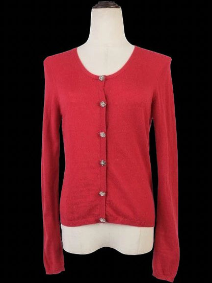 Excellent Tara Jarmon Red Cashmere Cardigan Size M