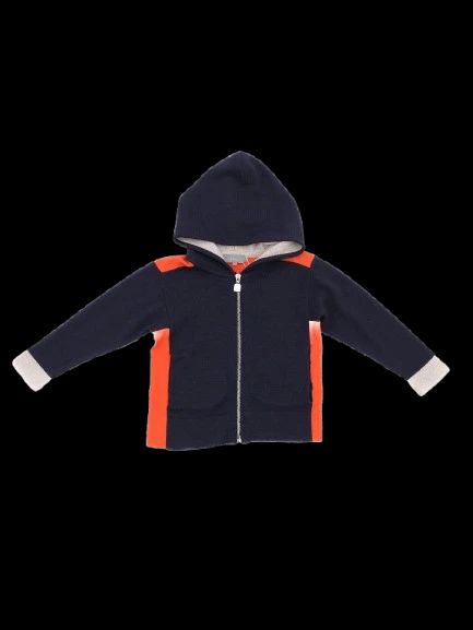 Excellent Dior Kids Hooded Sweater Size 4 Navy Orange Wool