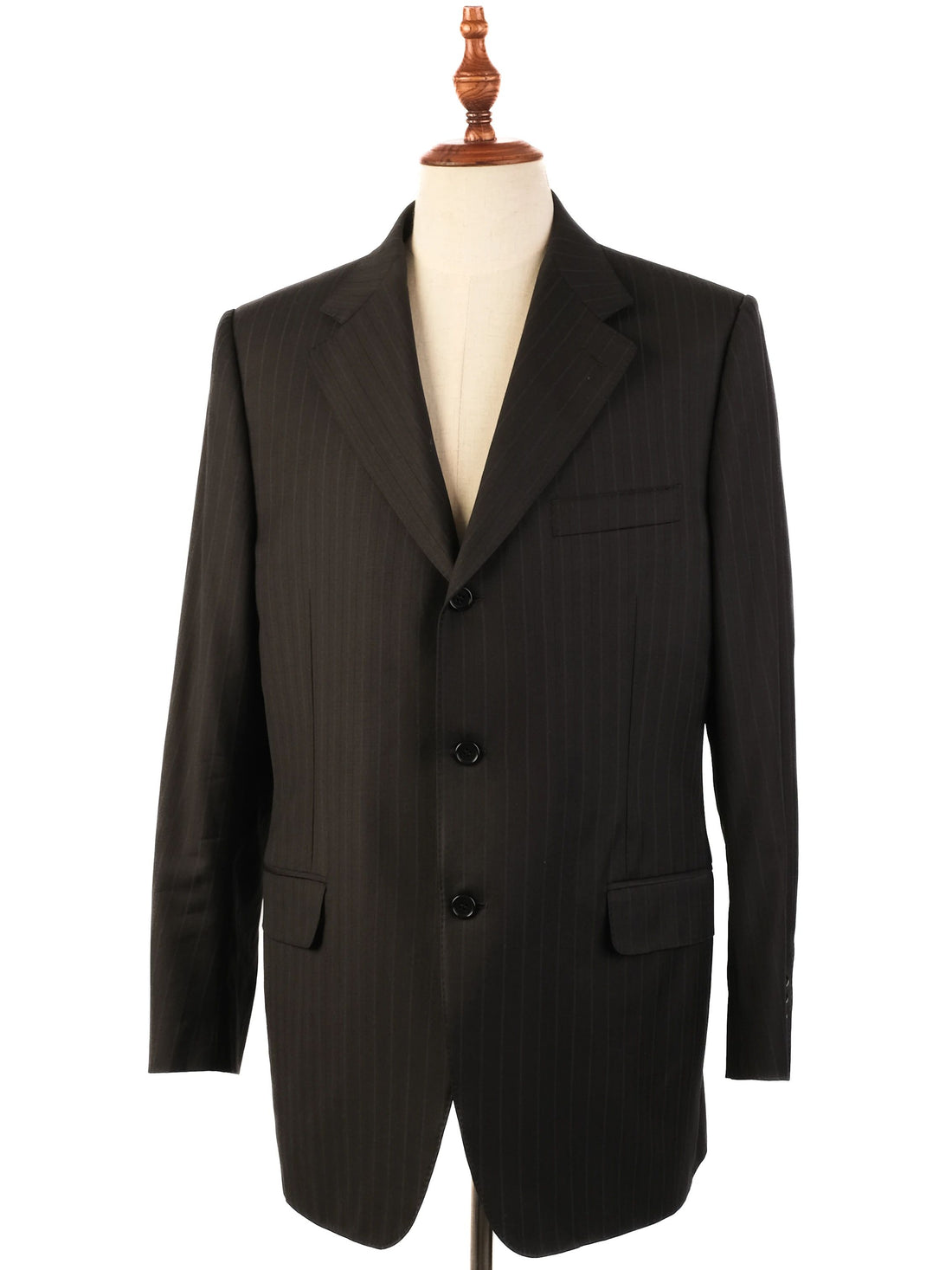 Excellent Canali Black Wool Pinstripe Suit Jacket Size XL