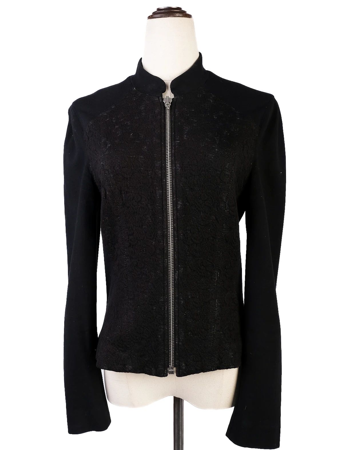 Excellent Escada Black Polyester Jacket Size S with Textured Design