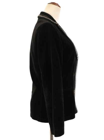 Excellent Byblos Black Velvet Blazer M Women with Chain Detailing