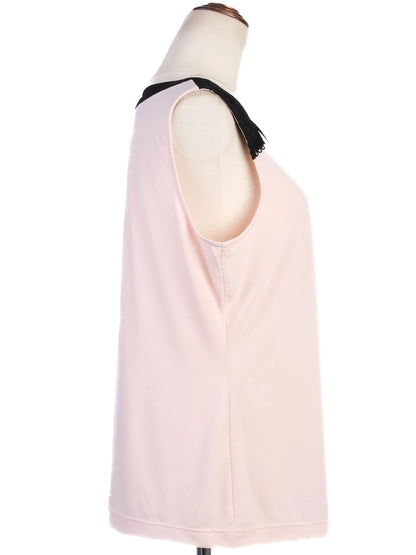 Excellent Karl Lagerfeld Pink Sleeveless Top Size M with Lace Details