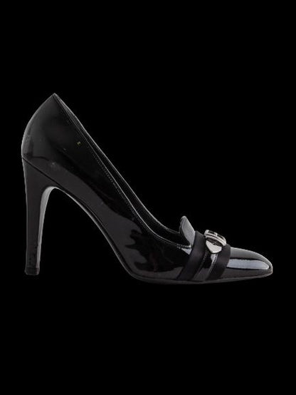 Good Gucci Black Leather High-Heeled Shoes Size 38 with Buckle