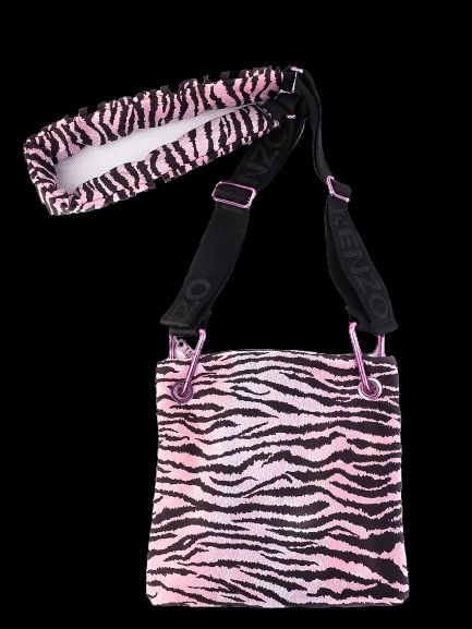 Excellent Kenzo &amp; H&amp;M Pink Black Tiger Print Bag with Embroidered Strap