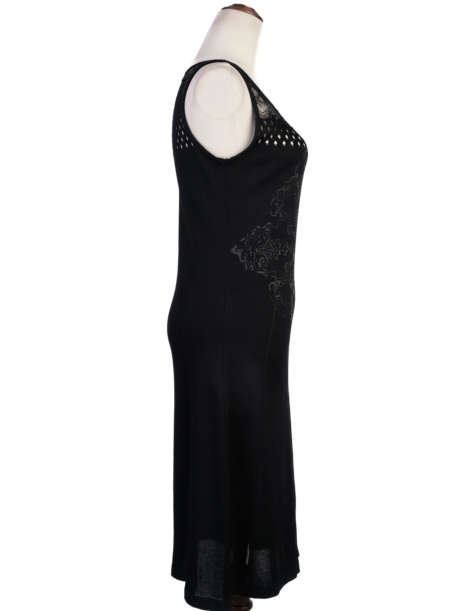 Christian Lacroix Black Sleeveless Dress M with Lace Detailing