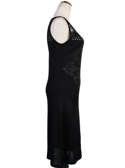 Christian Lacroix Black Sleeveless Dress M with Lace Detailing