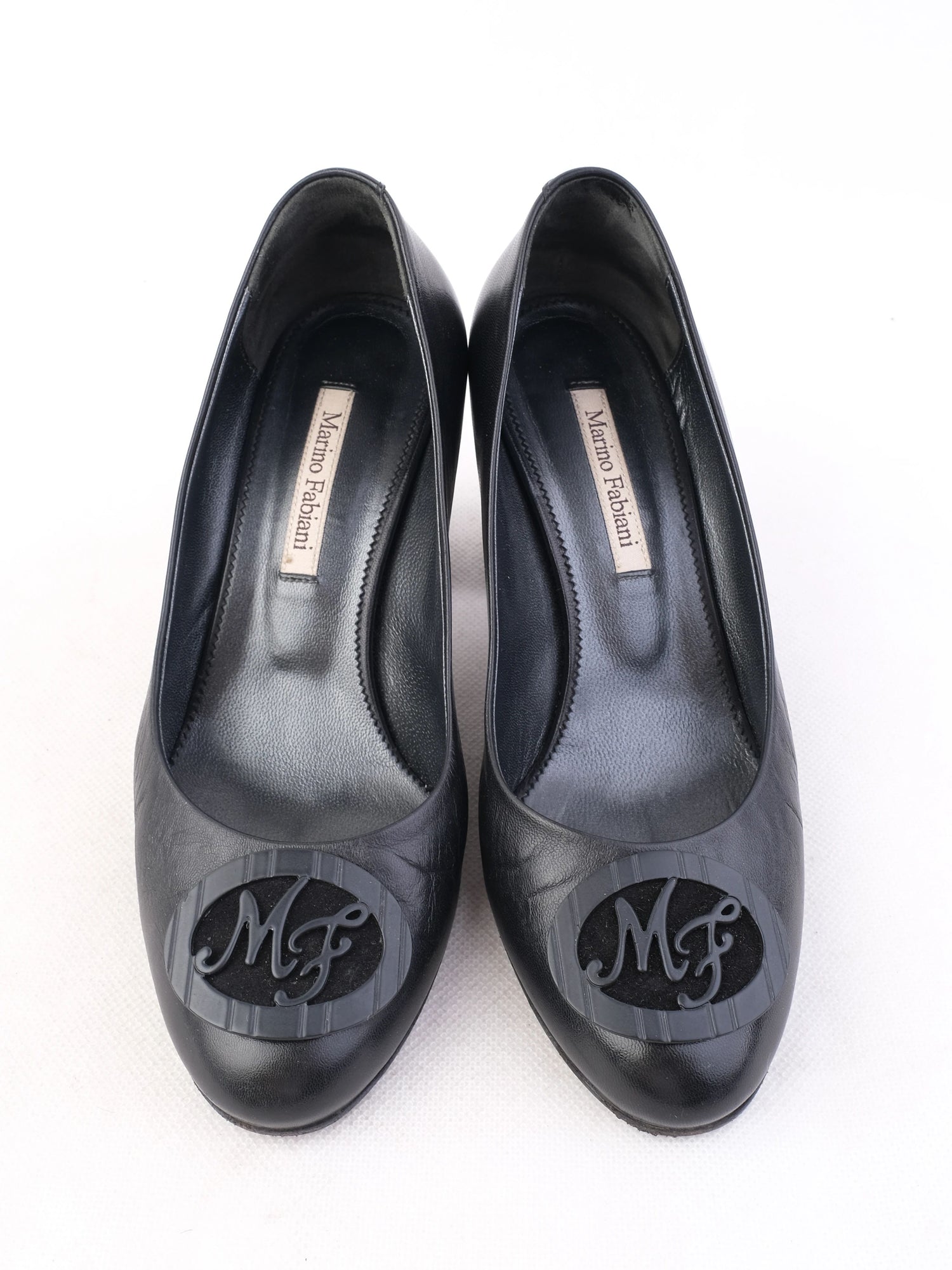 Excellent Marino Fabiani Black Leather High Heel Shoes Size 36