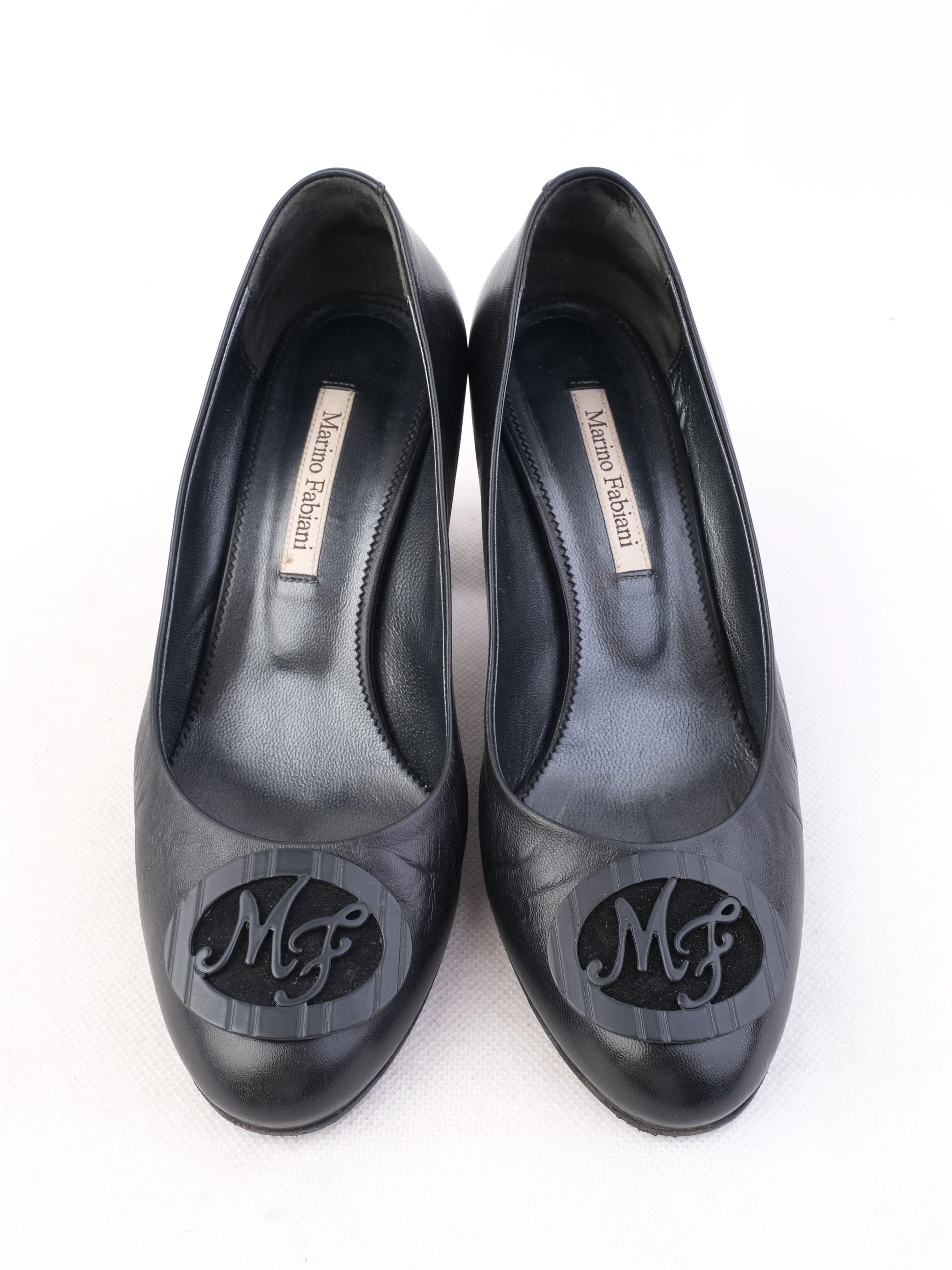 Excellent Marino Fabiani Black Leather High Heel Shoes Size 36