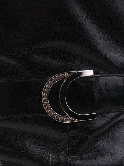 Excellent Giorgio Fabiani Black Leather Stiletto Boots Size 38