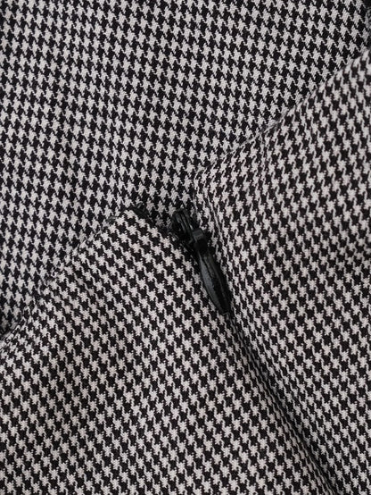 Excellent Gray Houndstooth Wool Blazer with Lace Detail Size S