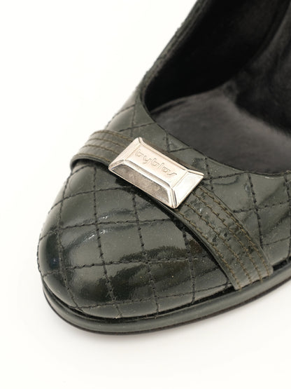 Byblos Black High-Heeled Leather Shoes Size 38 - Perfect Condition
