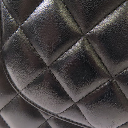 Chanel Black Sheepskin Leather Large Classic Golden Cross Shoulder Back Bag Lambskin (sheep Leather)