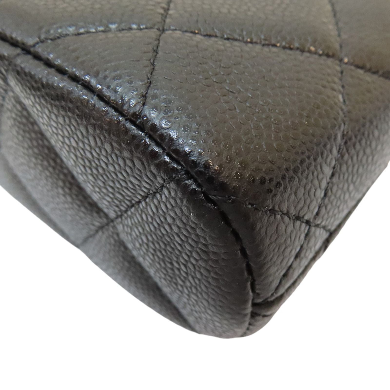 Chanel Classic Clutch With Chain Shoulder Bag Black Quilted Caviar