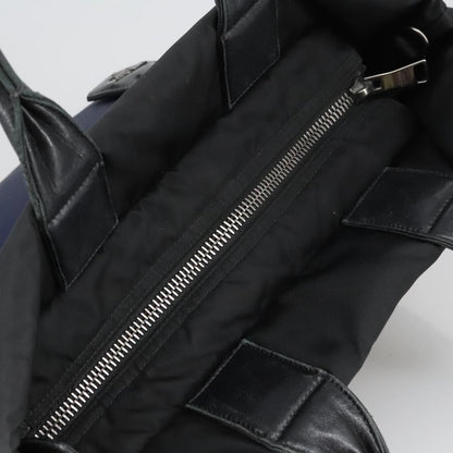 Prada Hand Bag Nylon Navy Silver Auth