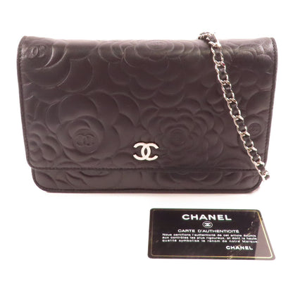 Chanel Lambskin Camellia Embossed Wallet on Chain WOC