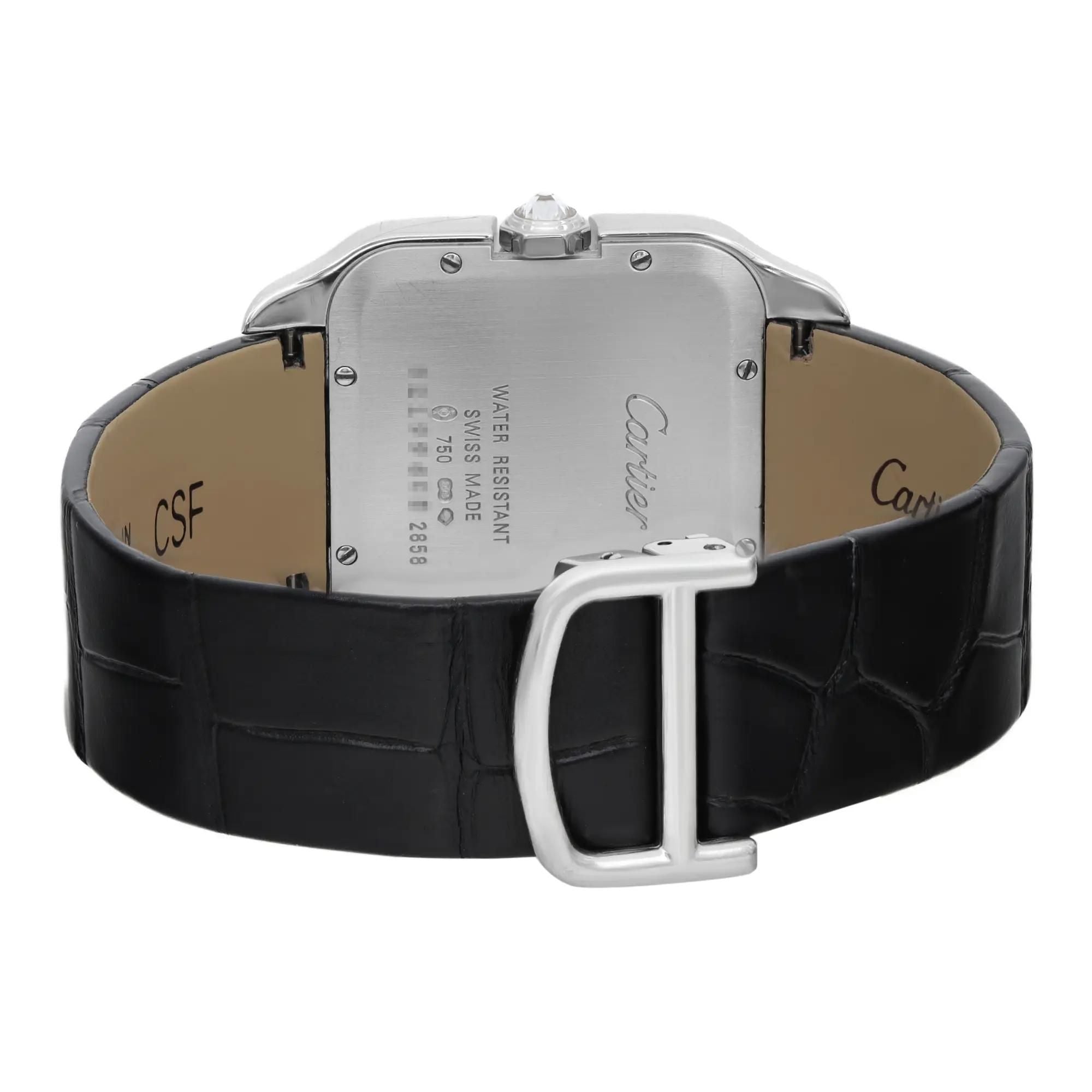 Cartier Santos-dumont 18K White Gold Silver Dial Diamond Quartz Watch WH100251