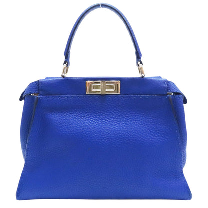 Fendi Peekaboo Selleria Leather Blue Shoulder Handbag 8bn 226