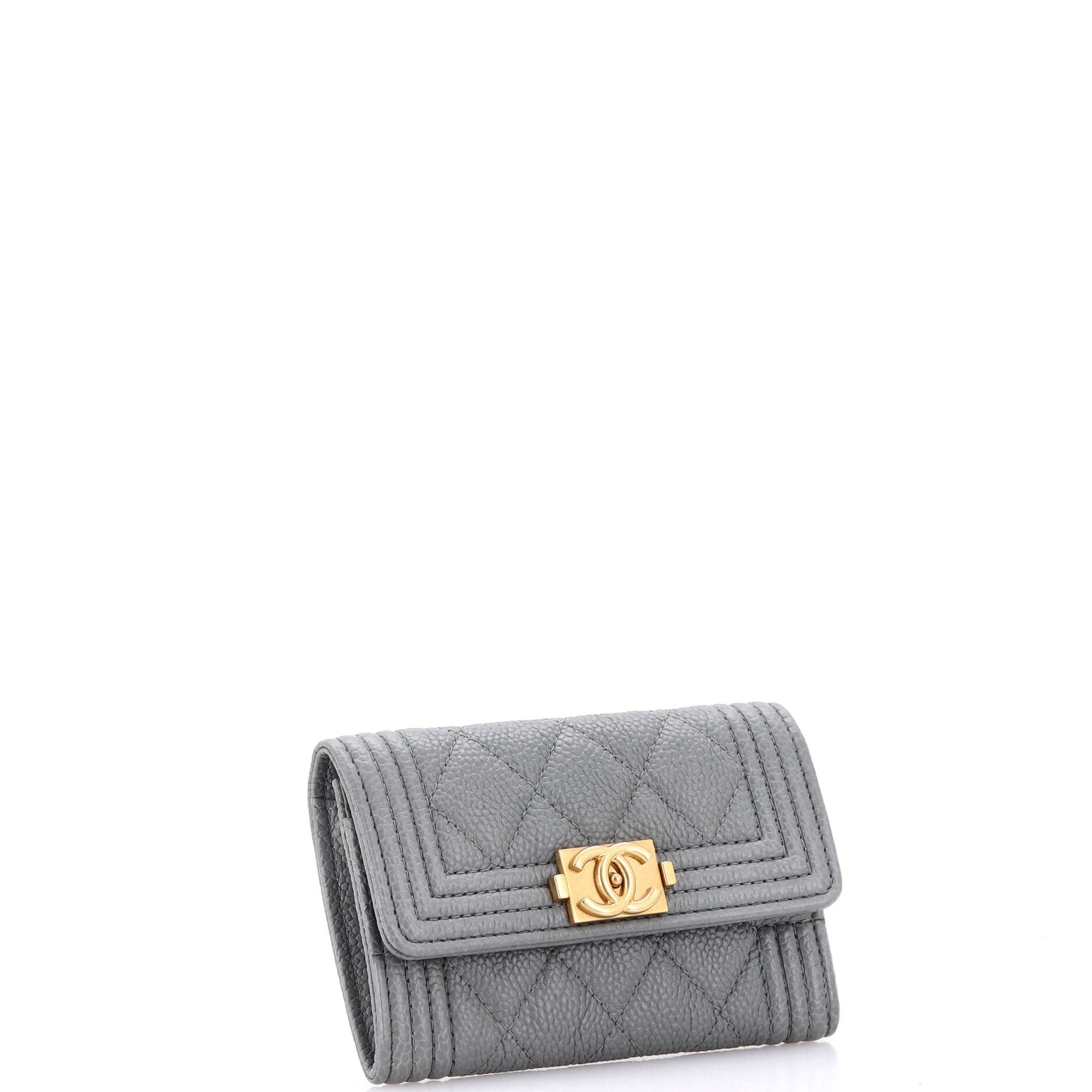 Chanel Boy Flap Card Case Quilted Caviar