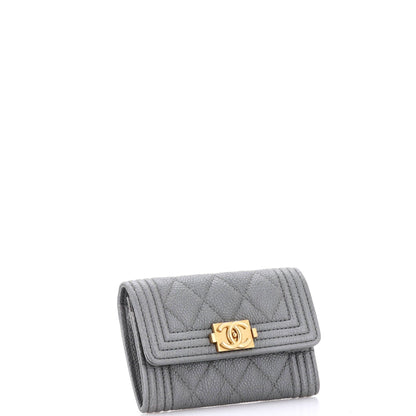 Chanel Boy Flap Card Case Quilted Caviar