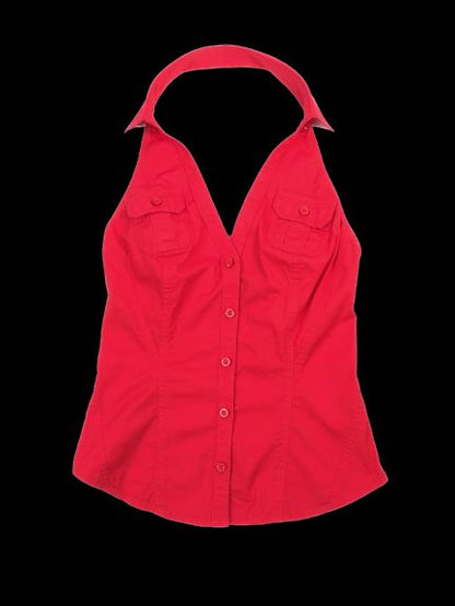 Excellent Armani Exchange Red Halter Top XS Polyester with Pockets