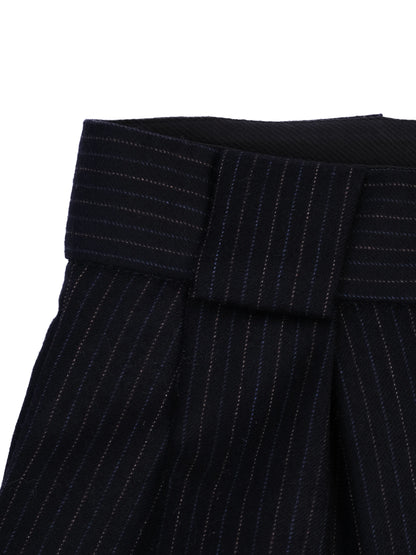 Excellent Tara Jarmon Blue Wool Pants Size S Pinstriped Design