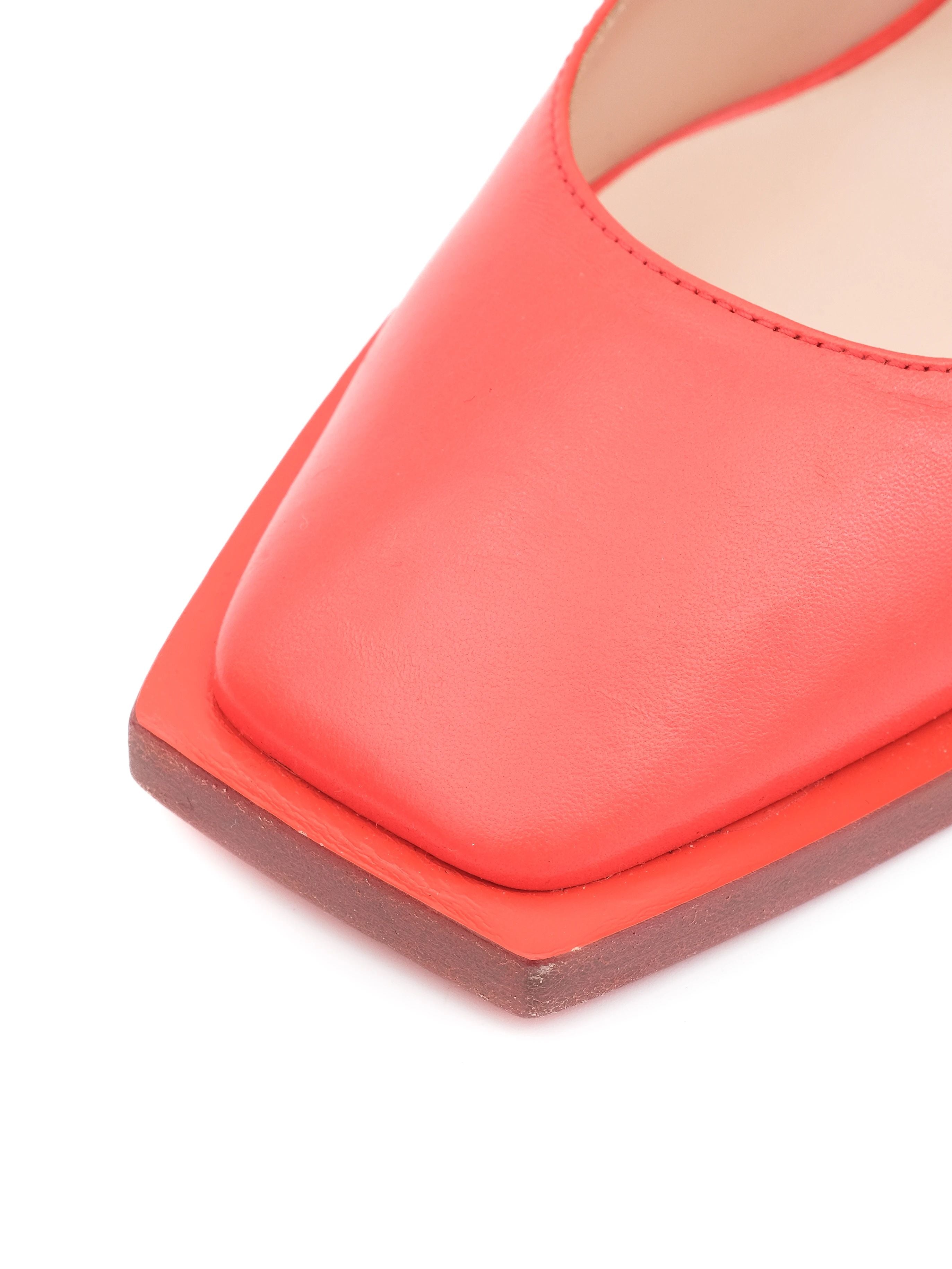 NEW N21 Red Leather High Heel Shoes Size 38 with Chunky Heel