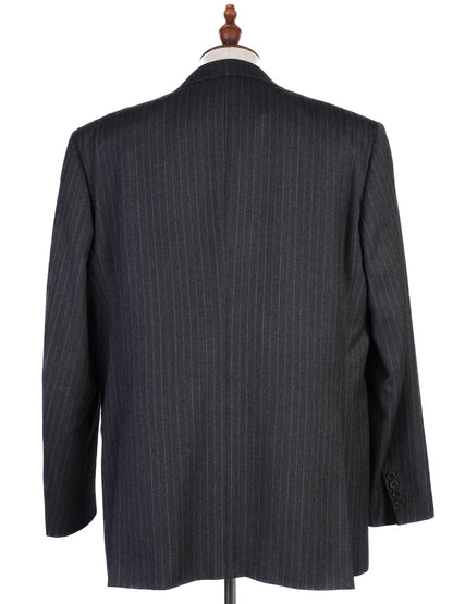 Excellent BRIONI Black Wool Pinstripe Suit Jacket Size XXL