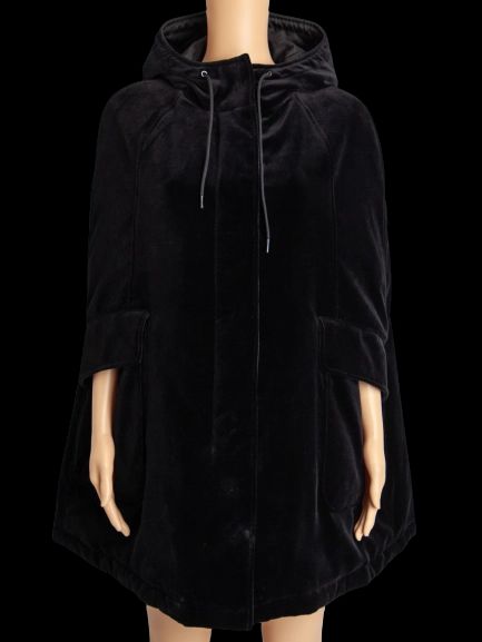 Prada Black Hooded Cape Coat Soft Viscose Women’s Good Condition