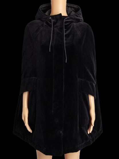 Prada Black Hooded Cape Coat Soft Viscose Women’s Good Condition