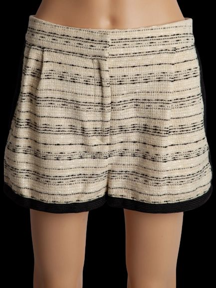 NEW By Malene Birger Striped Shorts Beige Black Size XS