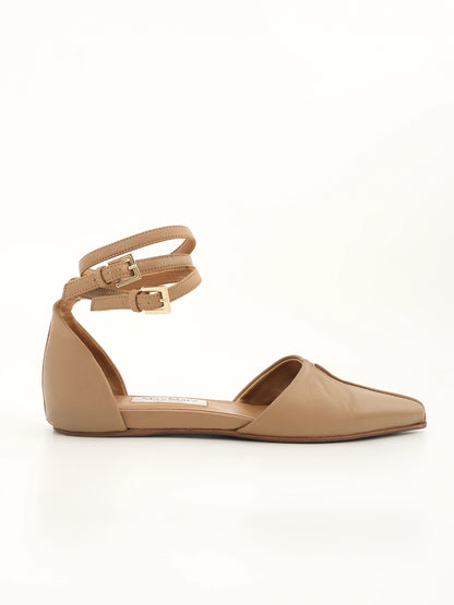 Excellent Max Mara Orange Leather Flat Shoes Size 36