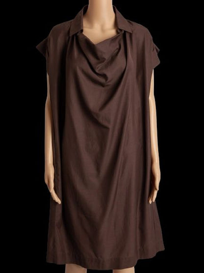 Good Trussardi Orange Cotton Dress Size M with Draped Neckline