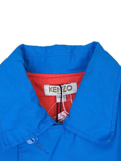 NEW Kenzo Kids Blue Cotton Coat Size 10 with Embroidered Logo