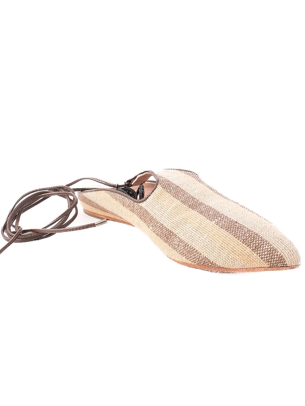 Weekend MaxMara Excellent Condition Striped Fabric Flat Shoes