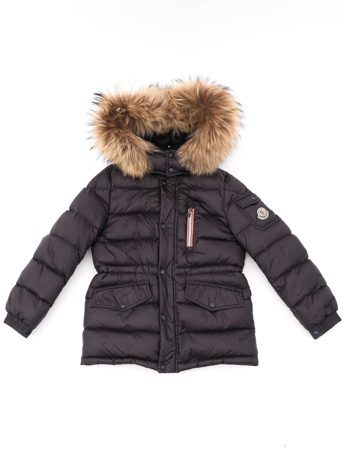Excellent Moncler Black Nylon Winter Jacket Size 8 for Kids