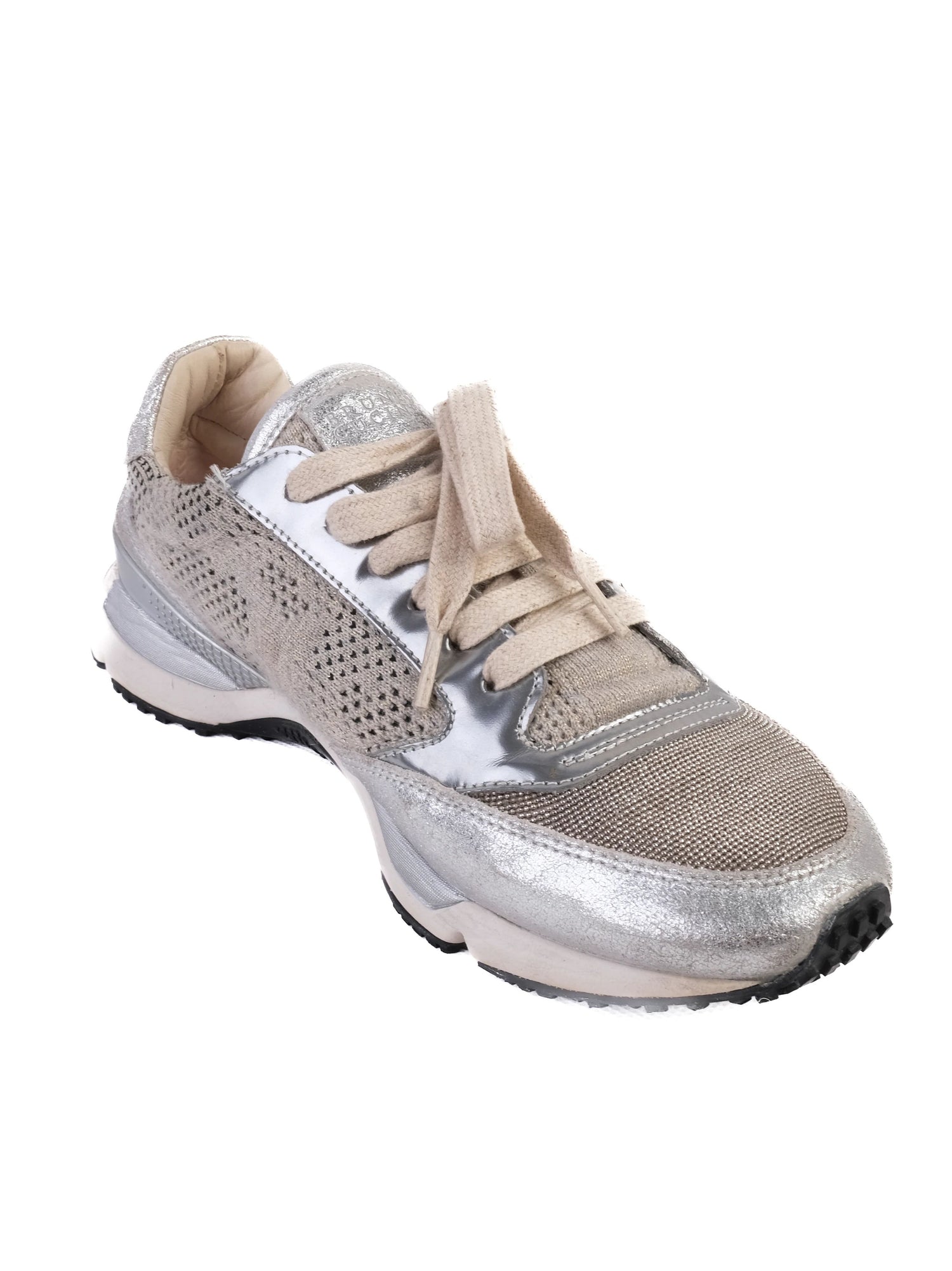 Excellent Brunello Cucinelli Gray Sneakers Size 38 Metallic Design