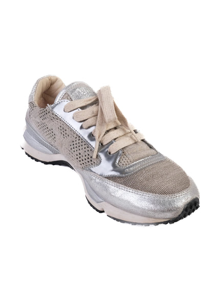 Excellent Brunello Cucinelli Gray Sneakers Size 38 Metallic Design