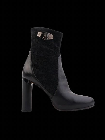 Good Renzoni Black Leather High-Heeled Ankle Boots Size 37