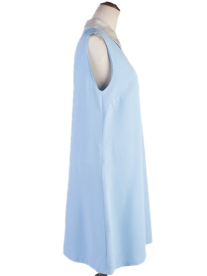 Excellent Miu Miu Blue Viscose Sleeveless Dress Size L with Collar