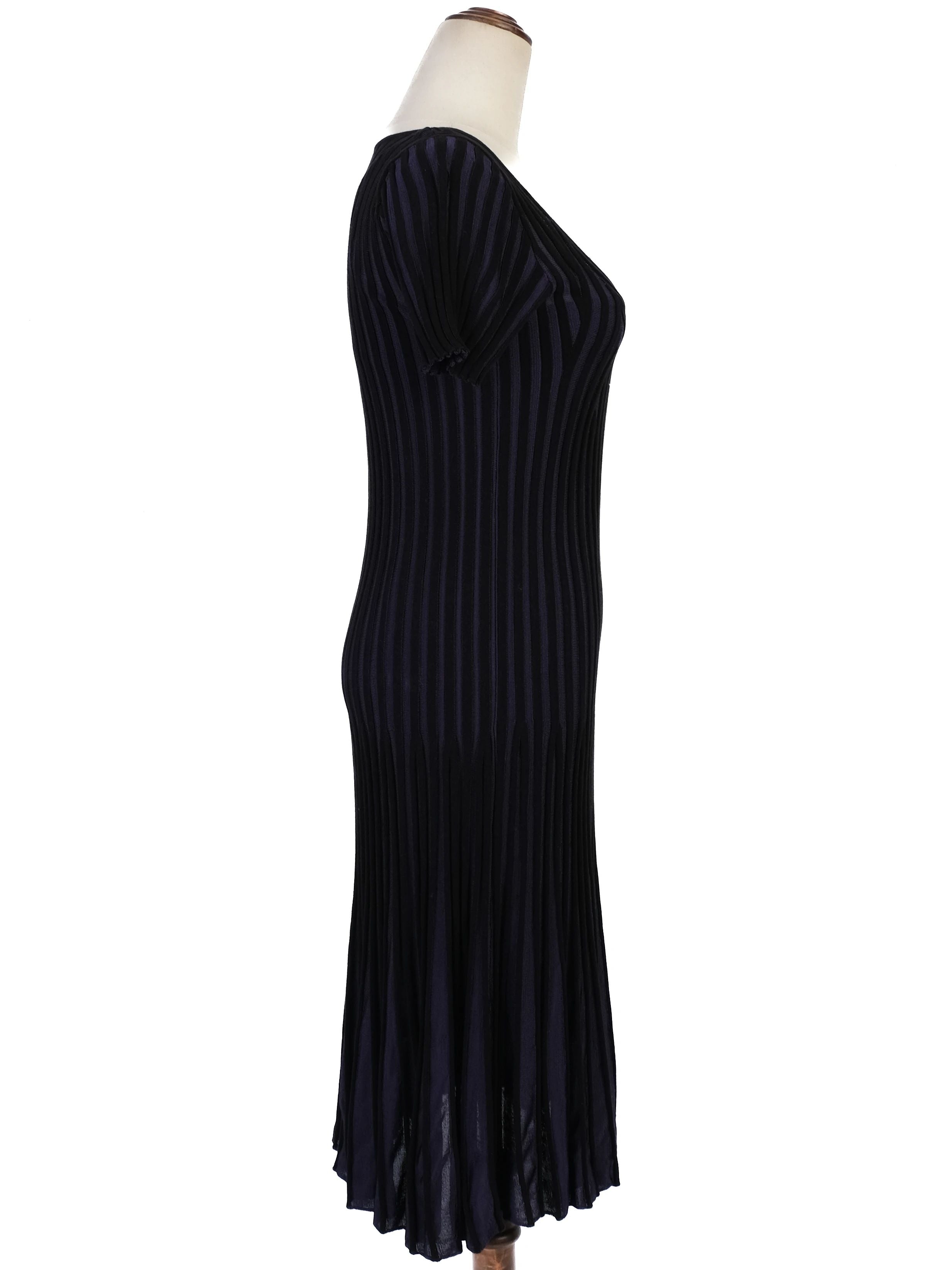 Excellent Kenzo Blue Viscose Dress Size M with Flared Skirt