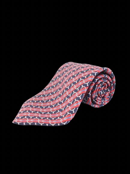 Perfect Hermes Silk Tie Combined Colors Red Blue White Patterns