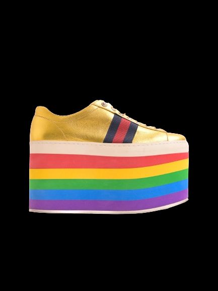 Good Gucci Gold Platform Sneakers Size 35.5 Yellow Leather