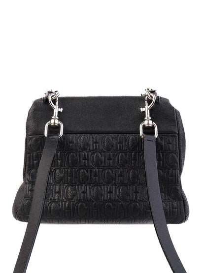 Average Carolina Herrera Black Leather Handbag with CH Patterns