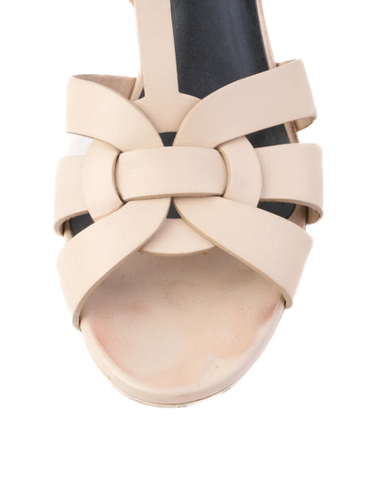 Excellent Yves Saint Laurent White Leather High-Heeled Sandals Size 39