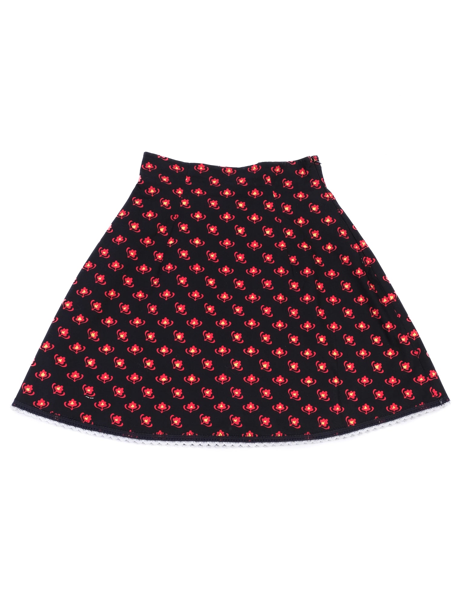 Excellent Miu Miu Black Floral Cotton Skirt Size M Made in Italy