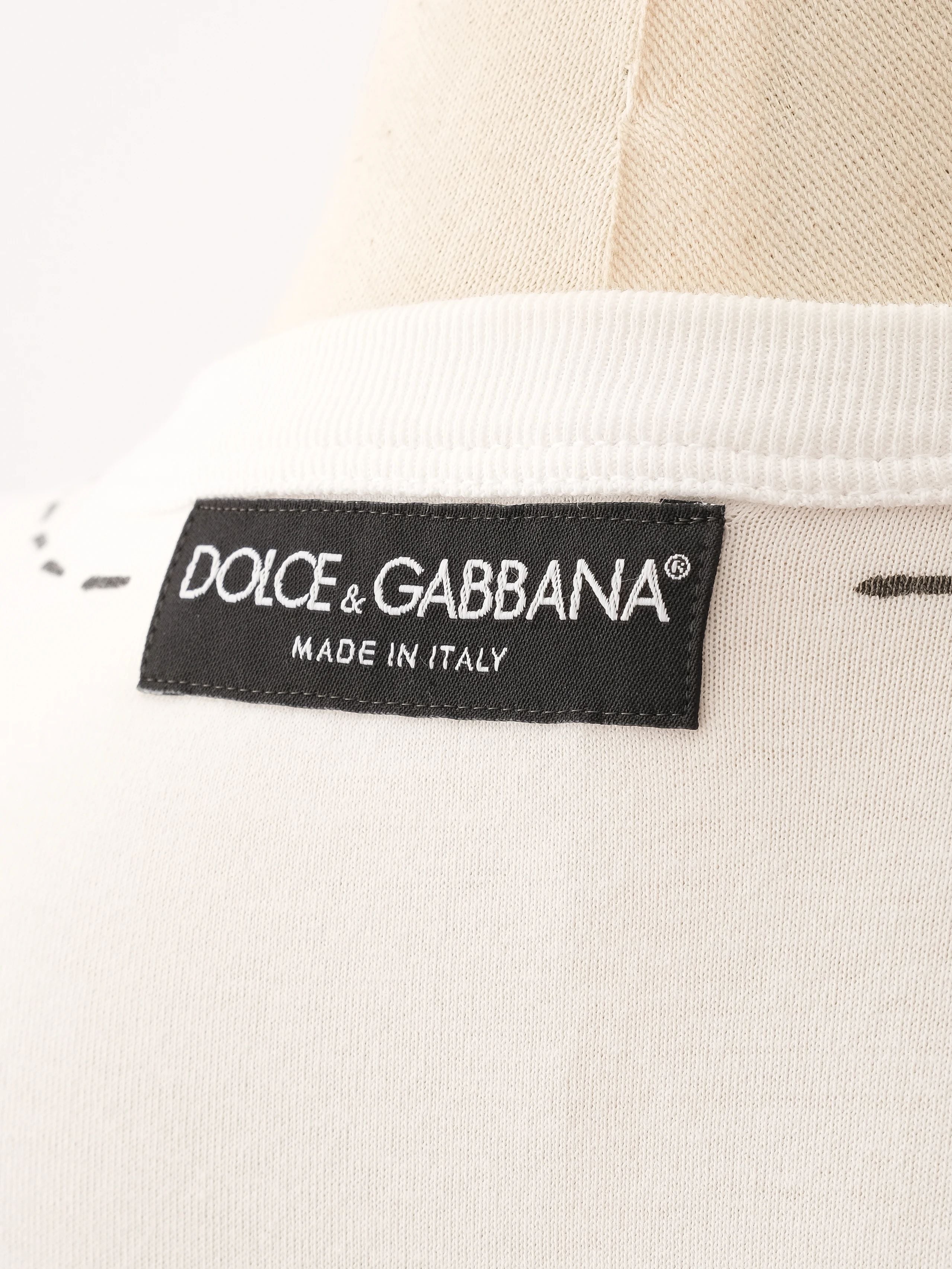 Excellent Dolce Gabbana White Cotton T-Shirt with Embroidery Size M