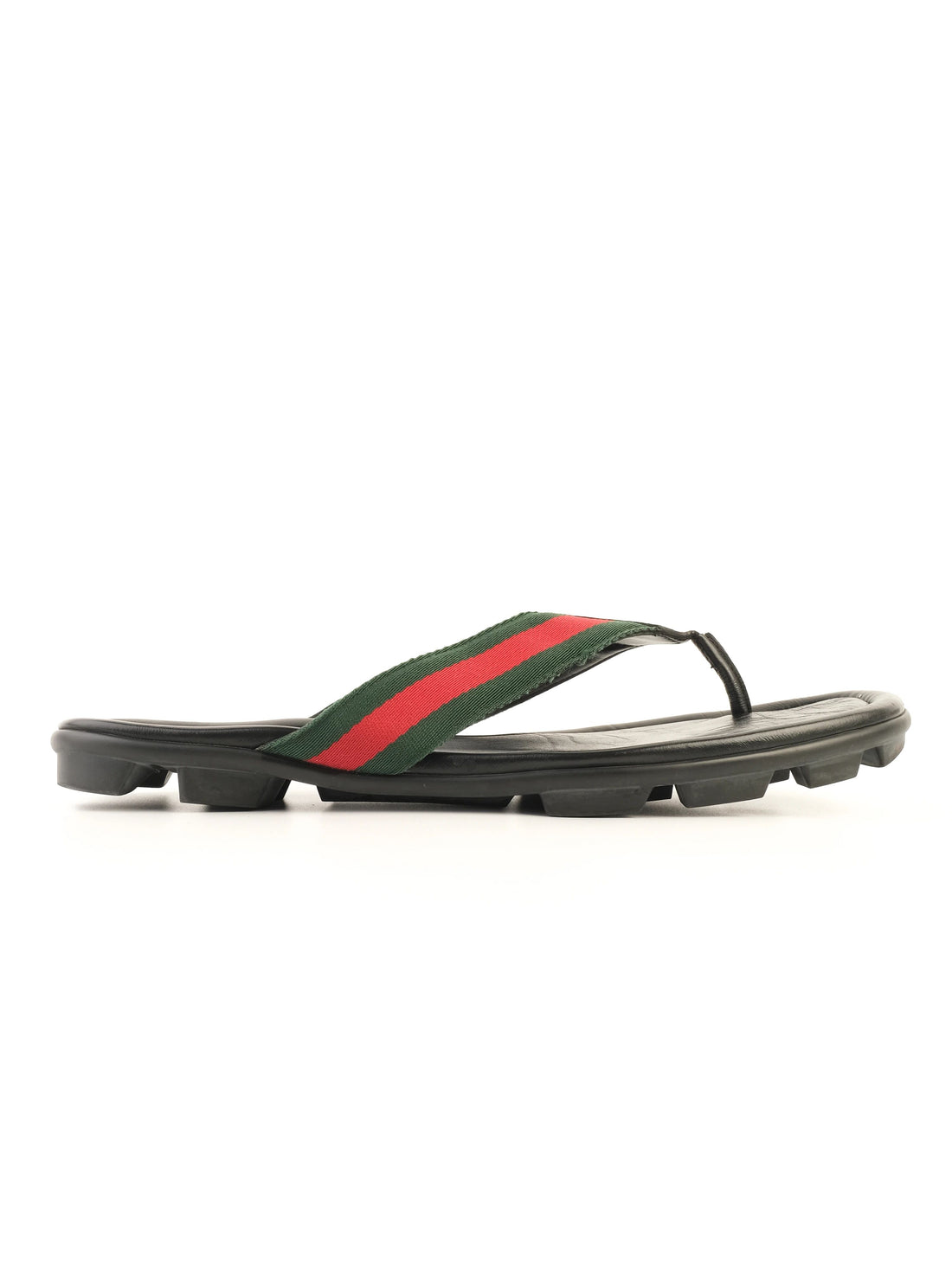 Excellent Gucci Black Leather Flip-Flop Sandals Size 43